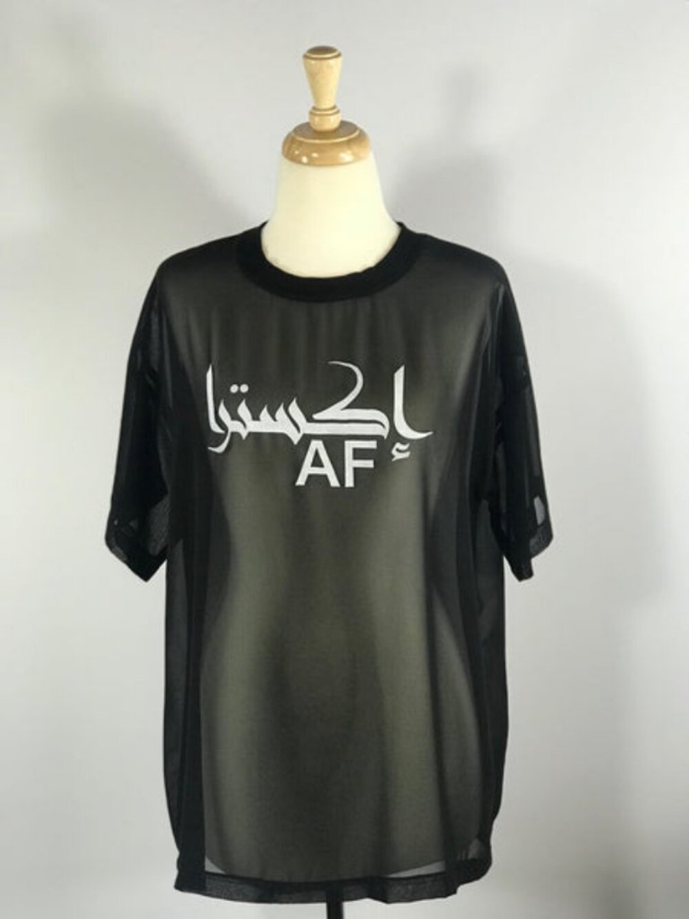 REVILED EXTRA AF Oversized Chiffon Tee Black White Print